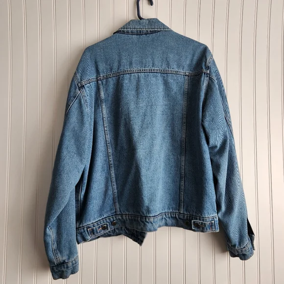 Vintage Wrangler Hero Blue 100% Cotton Denim Heavy Weight Barncore Jacket Large - Picture 6 of 8
